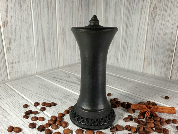 Свічник глиняний чорнодимленний ручної роботи -2 6022-2 фото