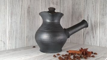 Турка джезва Говареччина керамічна чорнодимлена "Росписана" 750 мл 2311 фото