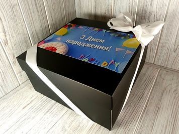 Большая Подарочная коробка (черная) 24*24*12см 4203-4 фото