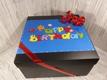 Большая Подарочная коробка (черная) 285*280*150 мм - Happy Birthday 4202-8 фото