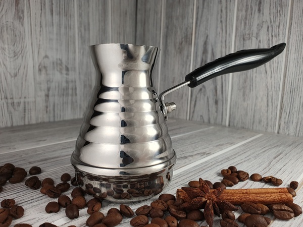 Турка для кави з нержавіючої сталі 210 мл Хвиля 2433 фото