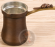 Турка джезва ZH медная 'LUWAK патина' 170 мл с латунной ручкой (с фигуркой зверька LUWAK) 2128-1 фото 1