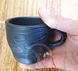 Чашка ручної роботи чорнодимлена глиняна "Кава" 200 мл 3121 фото 3