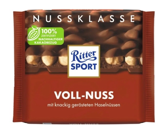 Шоколадка Ritter Sport Voll-Nuss молочний з фундуком, 100г 6050-5 фото