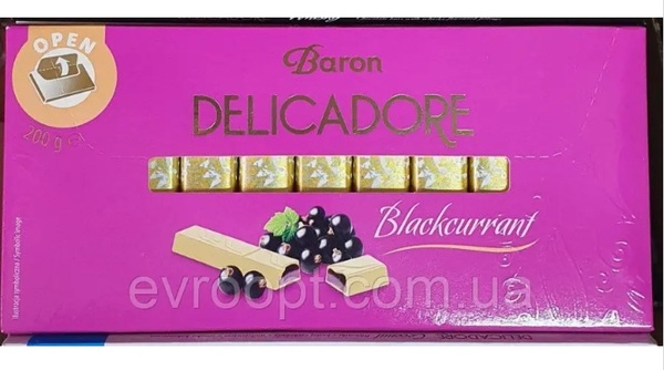 Шоколад Baron Delicadore Blackcurrant смородина, 200 г 6053 фото