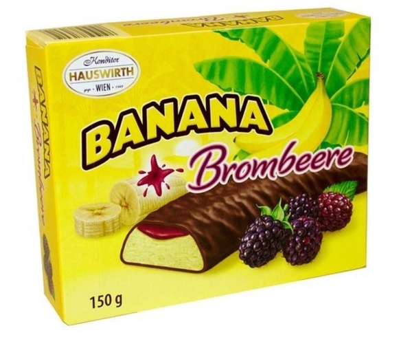 Суфле в шоколаді Hauswirth Banane Plus Brambeere, банан-ожина, 150г 6059 фото