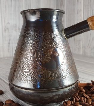 Турка джезва СлавМідь мідна Інь Янь 350 мл чорна 2203-1 фото